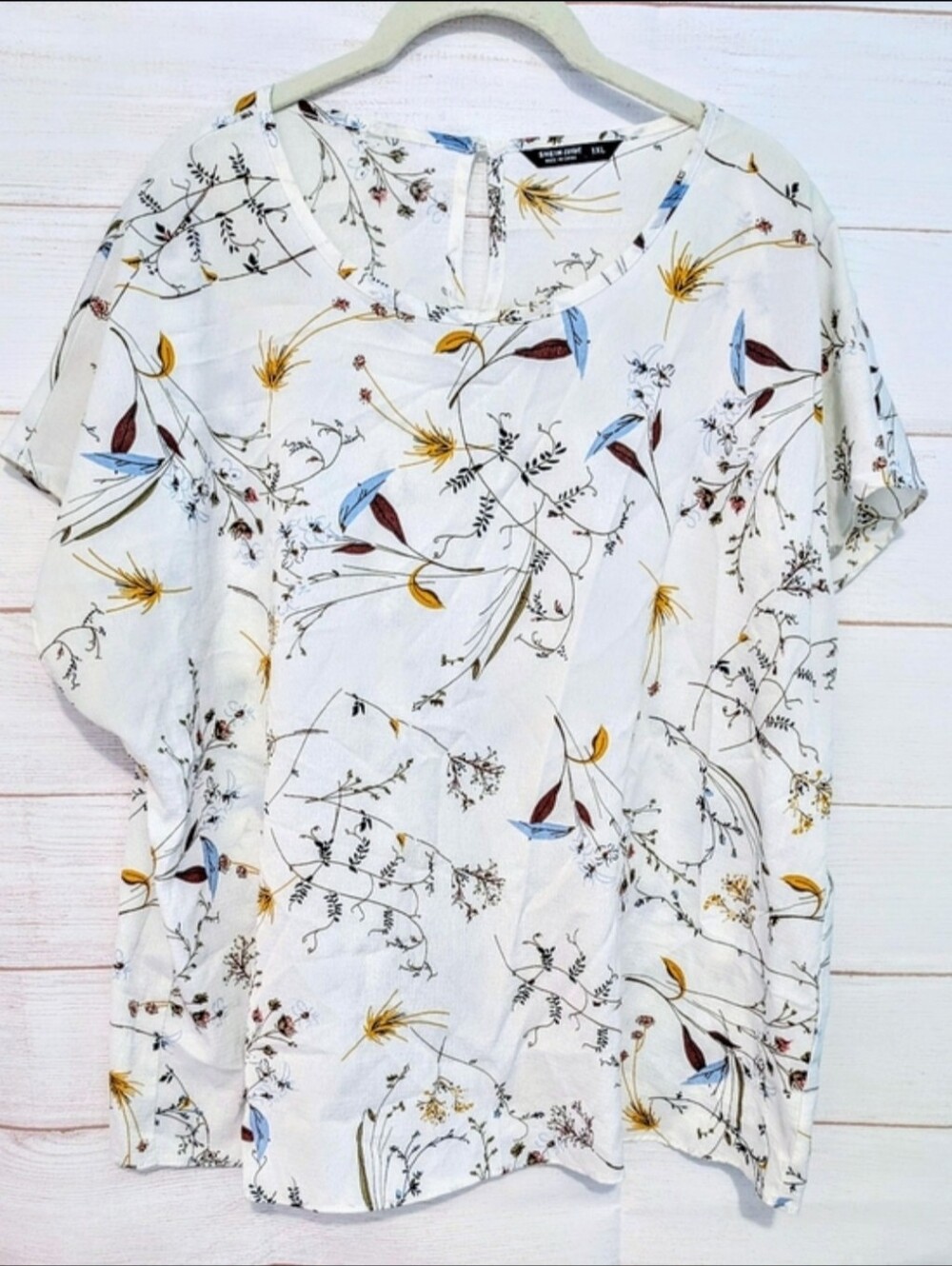 Nwot Shein Curve Short-Sleeve Floral Print Blouse Size 1X